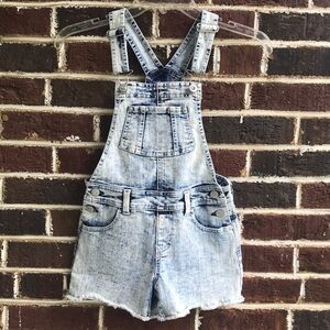 Jordache girls denim shorts overalls, Sz M (7-8)
